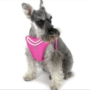 NWT Vibrant Life Harness Pink White Polka Dot Pearl Necklace Small (15 pounds<)
